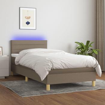 Cama blanda con colchón y LED Tortoria 100x200cm Tela gris taupe