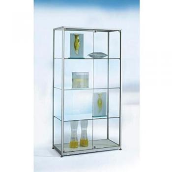 Vitrina de pie autoportante Kaiserkraft 2000 mm con 2 puertas abatibles, dimensiones 800 x 400 mm, color plata anodizado