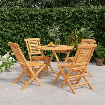 Juego de comedor para jardín 5 piezas madera maciza de teca Marrón