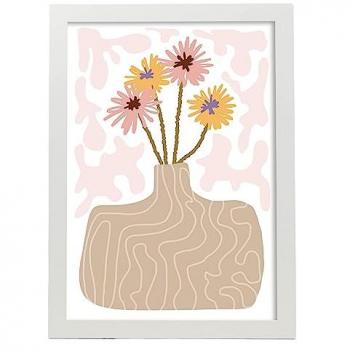Lámina Poster Estética de Maceta Cuadros Decorativos A3 con Marcos Blancos para Hogar