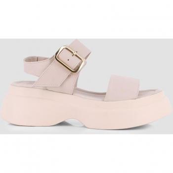 Sandalias de plataforma de mujer de piel con hebillas XL - Blogger KRISIA, sandalias de tacón beige de piel 81441