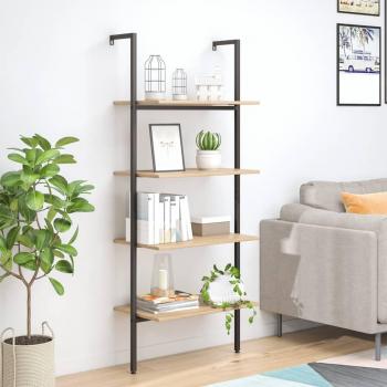 Estantería inclinada 4 baldas 64x35x152,5 cm Marrón claro, Marrón oscuro, Negro Mueble Almacenaje Estantería para Oficina, Estudio, Dormitorio Estantería/Librería/m