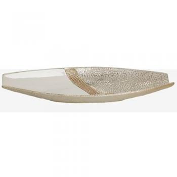 Centro de Mesa Romimex Blanco Dorado Cerámica 45 x 6 x 16 cm