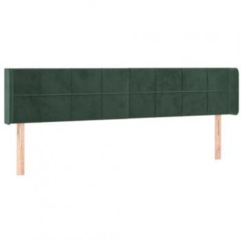 Cabecero de cama tapizado en terciopelo verde oscuro con LED, dimensiones 183x16x78/88 cm