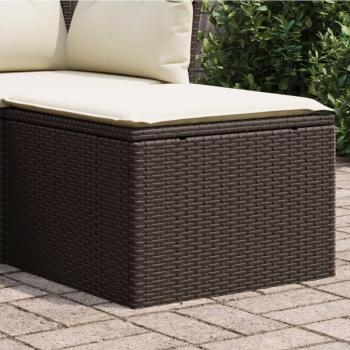 Taburete de jardín con cojín marrón 55x55x37 cm en Polyrattan