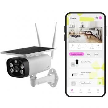 Cámara de Vigilancia Wi-Fi Exterior OMAJIN by Netatmo con Alimentación Solar, Batería, Visión Nocturna HD, Sirena de 105 dB, Detección de Movimiento y Sonido, Audio