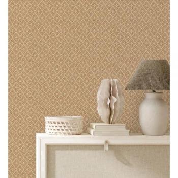 Papel Pintado Vinílico Ecológico Kaylan 681470 - Diseño de Rombos con Relieve y Efecto Fibra Vegetal - Rollo de 10 m x 0,52 m