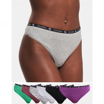 Conjunto de 7 tangas Calvin Klein para mujer, diseño multicolor