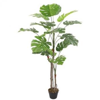 Planta Artificial de Monstera Grande en Maceta, 155 cm, Verde Marrón, PEVA Polietileno, Realista y Exuberante