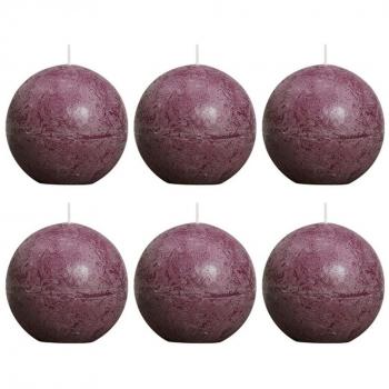 Bolsius Vela de Bola Rústica 80 mm Set de 6 Piezas Violeta