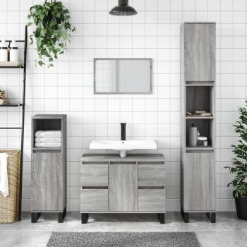 Mueble de baño gris Sonoma 80x33x60 cm madera multicapa