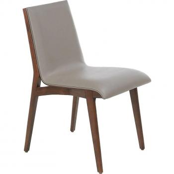 Silla comedor tapizada polipiel ANGEL CERDÁ 4070C, color Vison y Nogal, dimensiones 46 x 59 x 82 cm