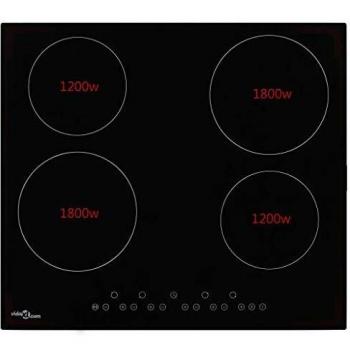 vidaXL Placa Vitrocerámica 4 Quemadores Control Táctil Electrodomésticos Accesorios Cocina Comedor Vidrio Resistente al Calor Segura Moderna 6000 W
