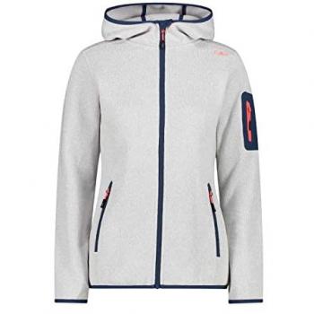 Chaqueta de mujer CMP Forro Polar con Capucha Fija, Blanco/Naranja/Azul, Talla XXL