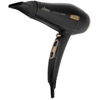 Ufesa Velvet Pro 2400 - Secador Profesional con tecnología iónica, difusor y concentrador, Negro/Cobre, 2400W