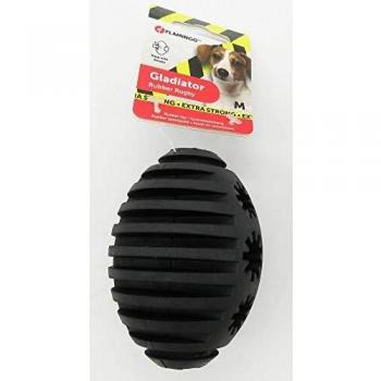 Pelota de Rugby Gladiador para Perros Flamingo de Caucho Negro 10cm