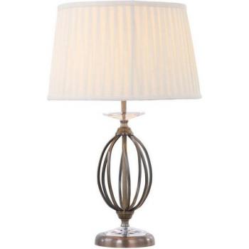 Lámpara de mesa Egea de latón envejecido con pantalla, 1 luz, casquillo E27