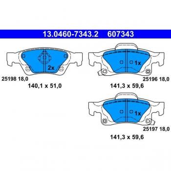 Juego de pastillas de freno ATE 13.0460-7343.2, Trasero