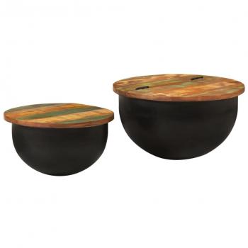Juego de mesas de centro 2 piezas madera maciza reciclada Vidaxl Negro