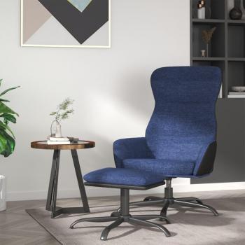 Sillón de relax con reposapiés de tela azul vidaXL