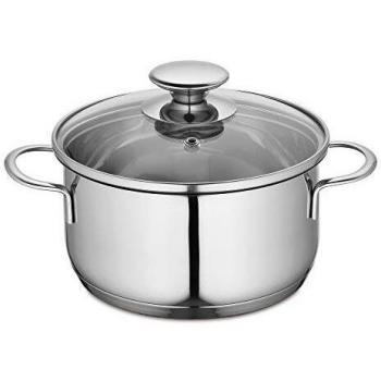 Küchenprofi Mini Stainless Steel Cooking Pot with Glass Lid, 14 cm, 1L