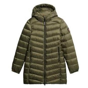Superdry Women's Fuji Mid Padded Hooded Jacket in Dusty Olive Green