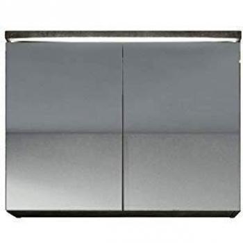Armario Espejo Paso 80 x 60 cm Gris Hormigón - Mueble de Baño con Espejo y Almacenamiento