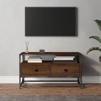 Mueble para TV de madera contrachapada en color roble marrón, dimensiones 80x35x45 cm, ideal para salón o como mesa de TV