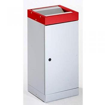 Contenedor de reciclaje con puerta batiente, 70 litros, tapa roja