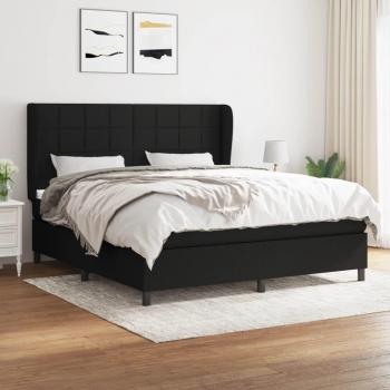 Cama box spring con colchón negro 160x200 cm en tela