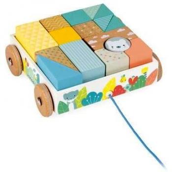 Janod- Carrito con Cubos para Pasear Pure