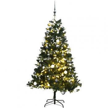 Artificial Hinged Christmas Tree with 150 LEDs and Ornaments, 120 cm (47.2)