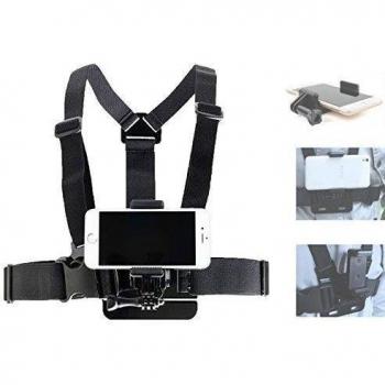 DURAGADGET Arnés Ajustable para Pecho para Smartphone BQ Aquaris X5 Cyanogen Edition/Bluboo Xtouch/BLU Vivo 5 / Vivo XL + Adaptador de Smartphone para Accesorios de GoPro y cámaras Deportivas