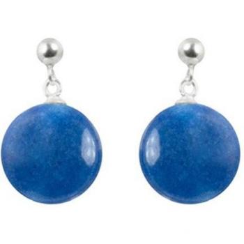 Pendientes Luxenter Kenitna de aleación de metal y ágata azul oscuro con acabado en baño de rodio