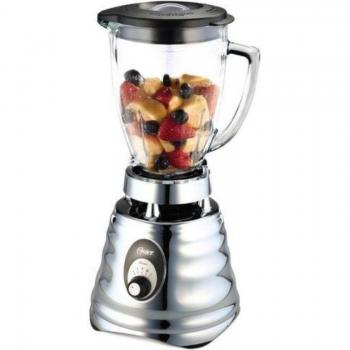 Batidora de Vaso Oster 4655 Clásica, Jarra de Cristal 1.25L, 600W, 3 Velocidades, Acabado en Acero Inoxidable