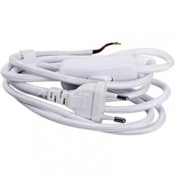 GSC - Cable Textil 1.5M (2x0.75mm) Clavija + Interruptor Blanco 001102961 001102961