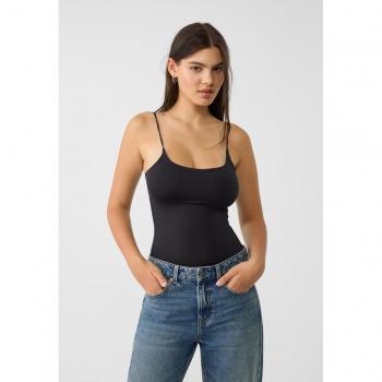 Stradivarius Black Thin Strap Bodysuit M