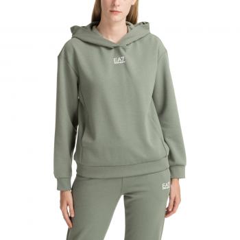 Emporio Armani EA7 Plain Logo Hoodie with Pockets, Green female, Size: S