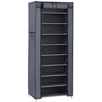 SONGMICS Zapatero de Tela de 10 Niveles, Zapatero con Funda Exterior de Tela 28 x 58 x 160 cm, para Zapatillas de Deporte, Tacones,Zapatillas, Marco de Metal, Gris RXJ10G