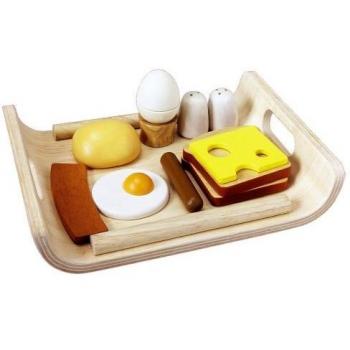 Juego de desayuno en bandeja - Set de madera - Plan Toys - Montessori