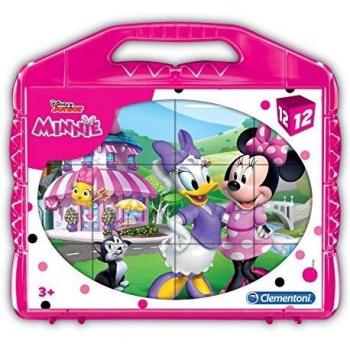 Clementoni Mouse Minnie Rompecabezas maletín 12 cubos, multicolor