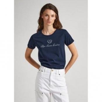 Camiseta de Algodón Sostenible Pepe Jeans para Mujer en Color Marino con Diseño Vivian