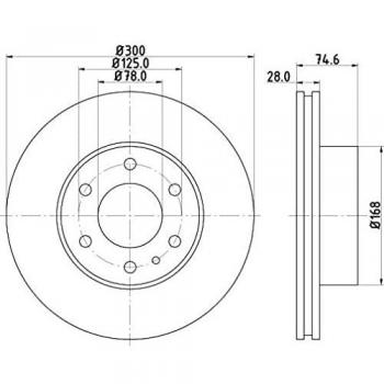 Disco de freno HELLA 8DD 355 117-471, interiormente ventilado, 300mm de diámetro y 28mm de grosor, compatible con IVECO