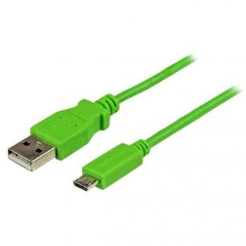 Cable de 1 metro Micro USB en color verde para cargar dispositivos móviles