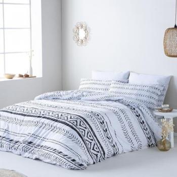 Funda Nórdica Reversible Esva Gris y Blanco Hipoalergénica con Cierre de Botones - Incluye Funda de Edredón + 1 o 2 Fundas de Almohada (Cama de