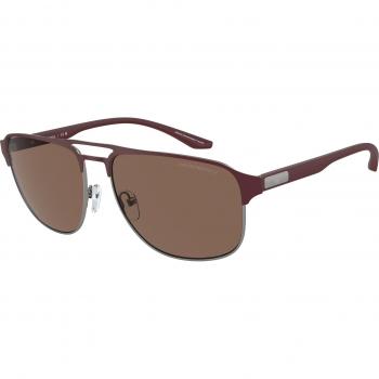 Emporio Armani EA2144 Men's Sunglasses, Color: Burgundy (Col. 336673), Style: Pilot, Size: 60, Material: Canna di fucile