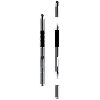 XtremeMac Stylet 3 en 1 de Alta Precisión - Lápiz Digital con Punta de Microfibra, Disco de Precisión y Bolígrafo Recargable (Aluminio, Negro, Plata)