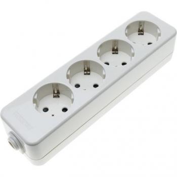 Base de 4 Tomas Schuko BeMatik 16A 250V 3680W Blanco TT 54 x 206 x 42 mm