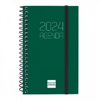 Finocam - Agenda Espiral Opaque E3 79x127mm Semana Vista Horizontal Verde Enero-Diciembre 2024 Español