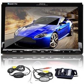 2 Din 7 Touch en Dash GPS Navi estéreo de coche reproductor de DVD iPod Radio + Wireles cámara